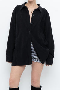 Vintage x Black Suede Effect Buttonup (S-XL)