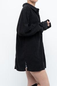 Vintage x Black Suede Effect Buttonup (S-XL)