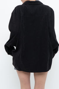 Vintage x Black Suede Effect Buttonup (S-XL)