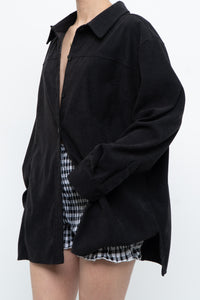 Vintage x Black Suede Effect Buttonup (S-XL)