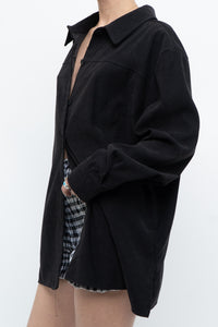 Vintage x Black Suede Effect Buttonup (S-XL)