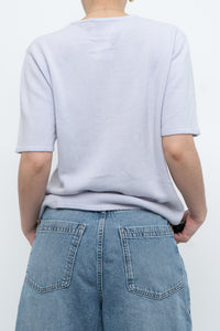 Vintage x Made in Hong Kong x Lilac Cashmere-feel Beaded Short Sleeve Sweater (XS-M)