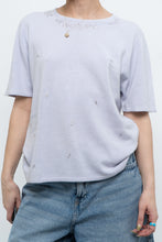 Load image into Gallery viewer, Vintage x Made in Hong Kong x Lilac Cashmere-feel Beaded Short Sleeve Sweater (XS-M)