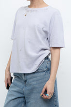 Load image into Gallery viewer, Vintage x Made in Hong Kong x Lilac Cashmere-feel Beaded Short Sleeve Sweater (XS-M)