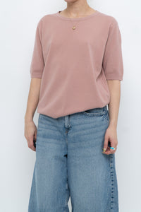 Vintage x Blush Pink Cashmere-Blend Short Sleeve Sweater (XS-L)