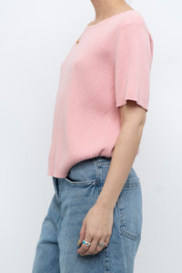 Vintage x Pink Ribbed Knit Short Sleeve (XS-L)