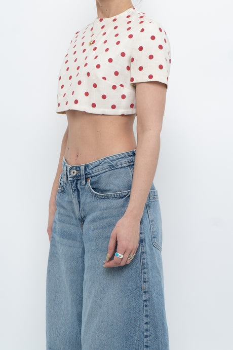 Vintage x Cream Polka Dot Cropped Top (XS-M)
