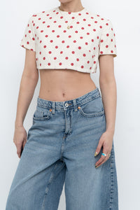 Vintage x Cream Polka Dot Cropped Top (XS-M)