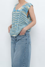 Load image into Gallery viewer, Vintage x Handmade Blue Glitch Knit Vest (M, L)