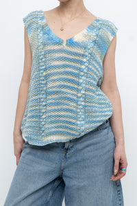 Vintage x Handmade Blue Glitch Knit Vest (M, L)