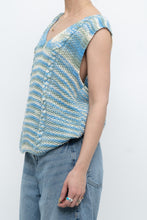 Load image into Gallery viewer, Vintage x Handmade Blue Glitch Knit Vest (M, L)