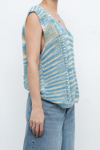 Vintage x Handmade Blue Glitch Knit Vest (M, L)