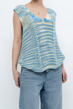 Load image into Gallery viewer, Vintage x Handmade Blue Glitch Knit Vest (M, L)
