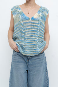 Vintage x Handmade Blue Glitch Knit Vest (M, L)