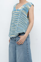 Load image into Gallery viewer, Vintage x Handmade Blue Glitch Knit Vest (M, L)