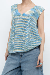 Vintage x Handmade Blue Glitch Knit Vest (M, L)
