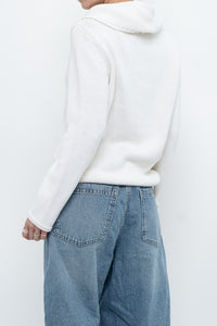 Vintage x Made in Hong Kong x Cotton White Mockneck Knit Sweater (S-L)