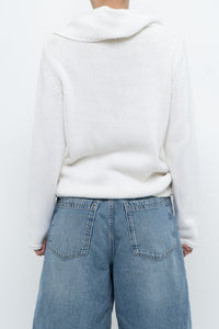 Vintage x Made in Hong Kong x Cotton White Mockneck Knit Sweater (S-L)
