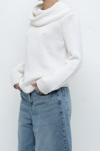Vintage x Made in Hong Kong x Cotton White Mockneck Knit Sweater (S-L)