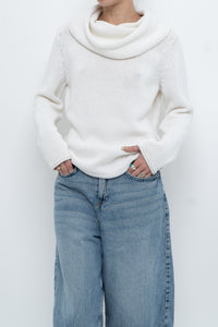 Vintage x Made in Hong Kong x Cotton White Mockneck Knit Sweater (S-L)