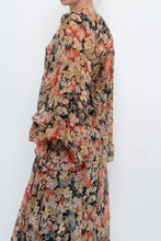 Load image into Gallery viewer, F21 x Black Floral Flowy Long Sheer Top (S, M)