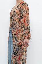 Load image into Gallery viewer, F21 x Black Floral Flowy Long Sheer Top (S, M)