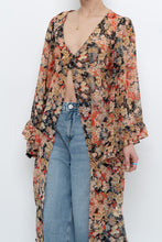 Load image into Gallery viewer, F21 x Black Floral Flowy Long Sheer Top (S, M)