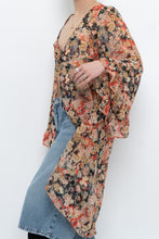 Load image into Gallery viewer, F21 x Black Floral Flowy Long Sheer Top (S, M)