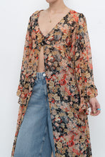 Load image into Gallery viewer, F21 x Black Floral Flowy Long Sheer Top (S, M)