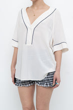 Load image into Gallery viewer, EQUIPMENT x Deadstock Cream, Navy Silk Top (S-L)