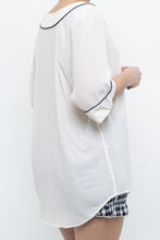 Load image into Gallery viewer, EQUIPMENT x Deadstock Cream, Navy Silk Top (S-L)