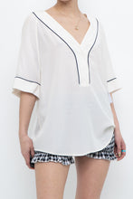 Load image into Gallery viewer, EQUIPMENT x Deadstock Cream, Navy Silk Top (S-L)