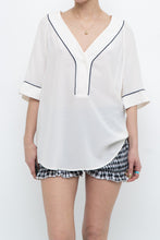 Load image into Gallery viewer, EQUIPMENT x Deadstock Cream, Navy Silk Top (S-L)