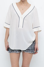 Load image into Gallery viewer, EQUIPMENT x Deadstock Cream, Navy Silk Top (S-L)