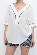 Load image into Gallery viewer, EQUIPMENT x Deadstock Cream, Navy Silk Top (S-L)