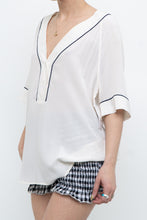 Load image into Gallery viewer, EQUIPMENT x Deadstock Cream, Navy Silk Top (S-L)