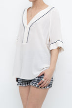 Load image into Gallery viewer, EQUIPMENT x Deadstock Cream, Navy Silk Top (S-L)