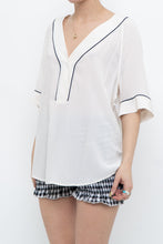 Load image into Gallery viewer, EQUIPMENT x Deadstock Cream, Navy Silk Top (S-L)