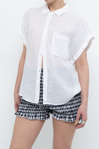 BELLA DAHL x White Linen Short Sleeve Buttonup (XS-M)