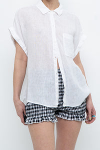 BELLA DAHL x White Linen Short Sleeve Buttonup (XS-M)