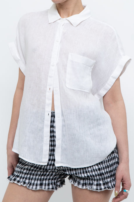 BELLA DAHL x White Linen Short Sleeve Buttonup (XS-M)