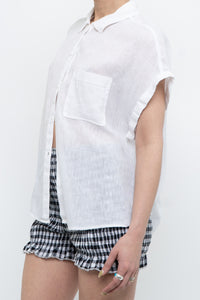 BELLA DAHL x White Linen Short Sleeve Buttonup (XS-M)