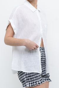BELLA DAHL x White Linen Short Sleeve Buttonup (XS-M)