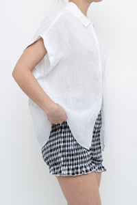 BELLA DAHL x White Linen Short Sleeve Buttonup (XS-M)