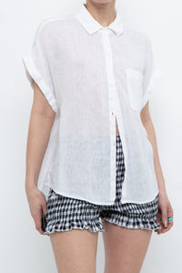 BELLA DAHL x White Linen Short Sleeve Buttonup (XS-M)