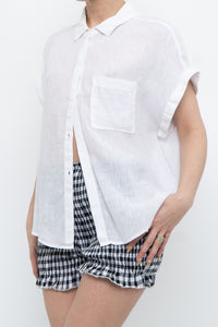 BELLA DAHL x White Linen Short Sleeve Buttonup (XS-M)