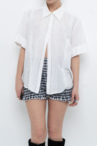 Vintage x Made in India x Cream Embroidered Short Sleeve Buttonup (S-XL)