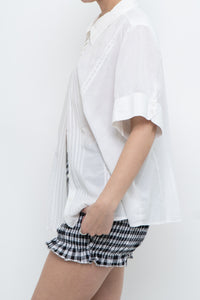 Vintage x Made in India x Cream Embroidered Short Sleeve Buttonup (S-XL)