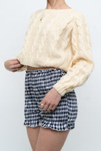 Load image into Gallery viewer, Vintage x Handmade Pale Yellow Cableknit Cropped Sweater (XS, S)