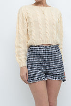 Load image into Gallery viewer, Vintage x Handmade Pale Yellow Cableknit Cropped Sweater (XS, S)